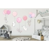 Zestaw naklejek z zającami i różowymi balonami